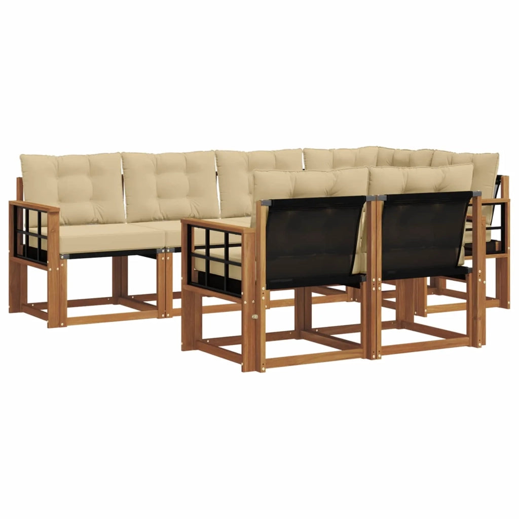 Set di divani da esterno con cuscino 7 pcs Naturale e Beige 3368768