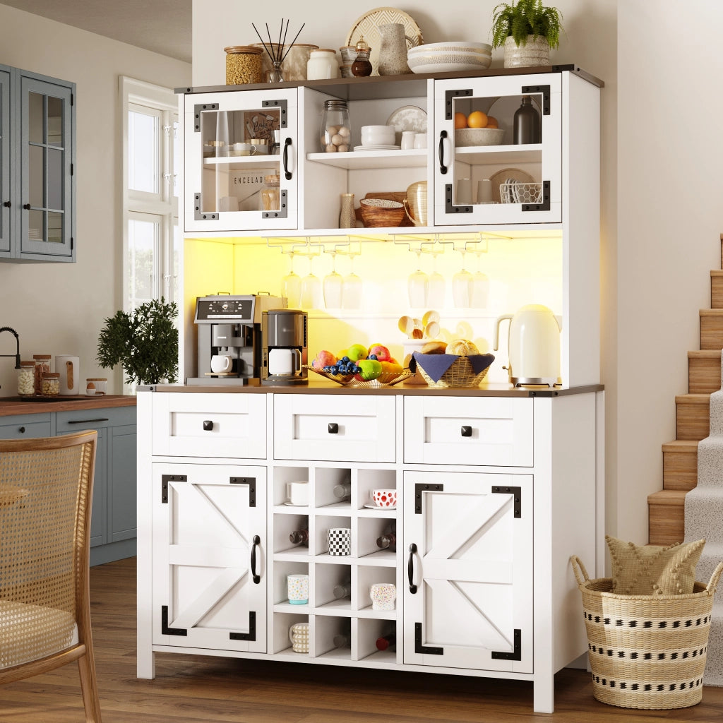 ARMADIO ALTO da cucina 120x40x170 cm bianco MDF e vetro con LED