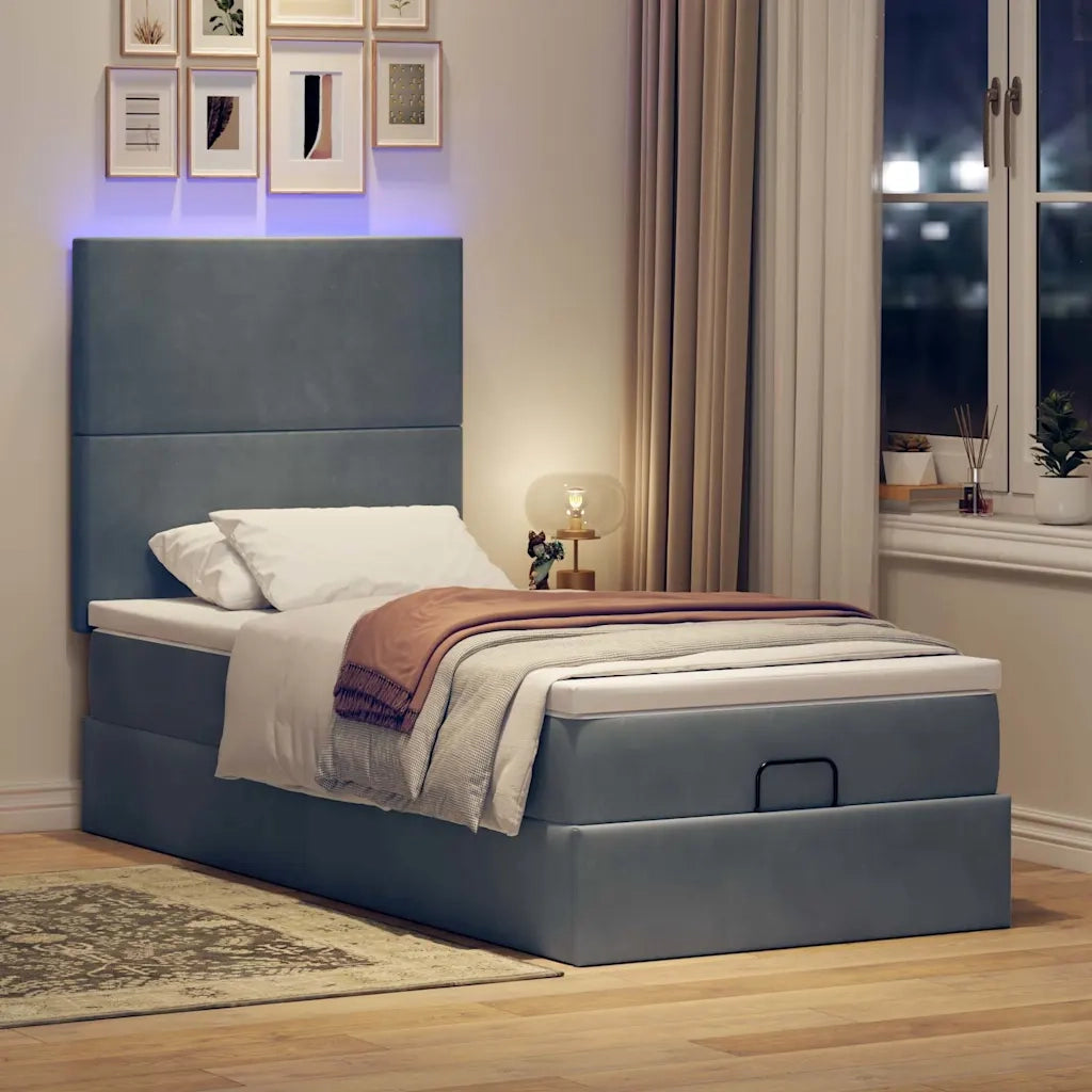 vidaXL Struttura Letto Pouf con Materassi 100x200 cm Velluto