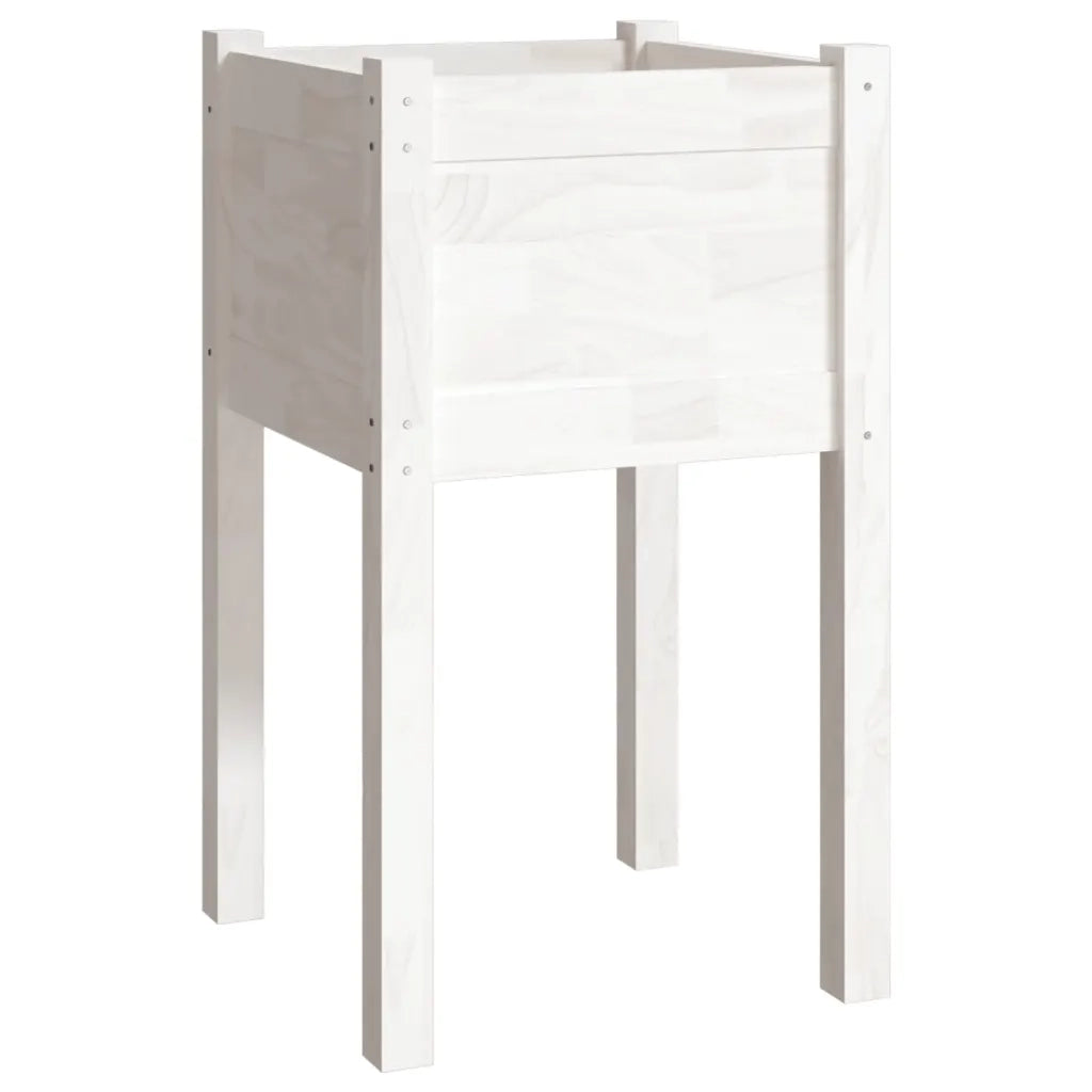 Fioriera da Giardino-Vaso da Esterno Bianca 40x40x70 cm Legno Massello di Pino