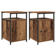 Set di 2 Comodini | Armadio da Notte | Mobiletto da notte Legno antico Legno multistrato