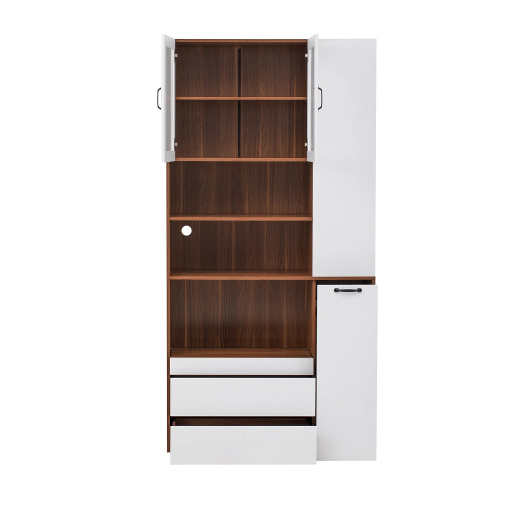 Highboard con Cassetti e Ripiani ¨C MINIMAL ¨C Bianco e Noce