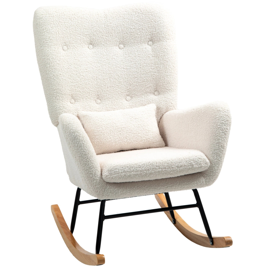 Poltrona a dondolo 69x92x100 cm con oscillazione delicata in schiuma crema