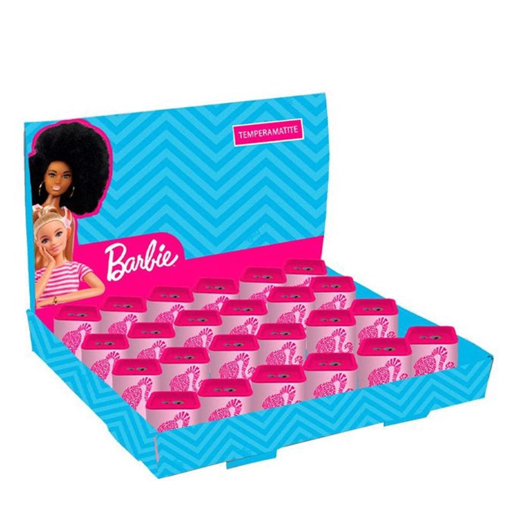 Trade Shop - Set 24pz Temperamatite In Latta Quadrato Doppio Foro Barbie Scuola Regali Bambine 961389 -
