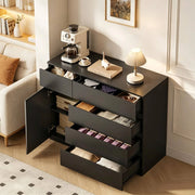 Mobile contenitore con 5 cassetti e armadietto regolabile; 100x40x80 cm; nero