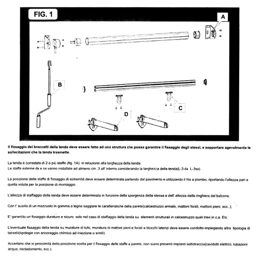 Tenda da Sole a Caduta 3x2,5m Tessuto in Poliestere Disegno P2004