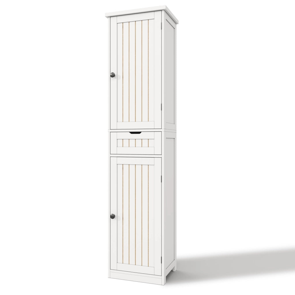 Armadio contenitore 170x40x30 cm con 4 ripiani regolabili; struttura in MDF bianco