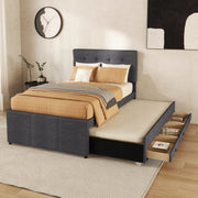 Letto singolo con 3 cassetti estraibili - Xylo - 90x200 - Grigio senza materasso