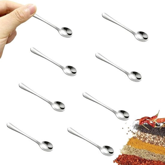 Set di Lepeli Mini RVS a 6 pezzi per Erbette - Ideale per Piccoli Erbetti e Lepelti di Sale - 75CM Lungo