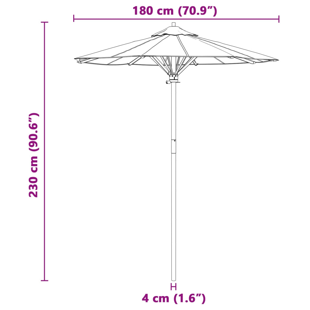 Ombrellone da Giardino Grigio Scuro 180x230 cm BambÃ¹