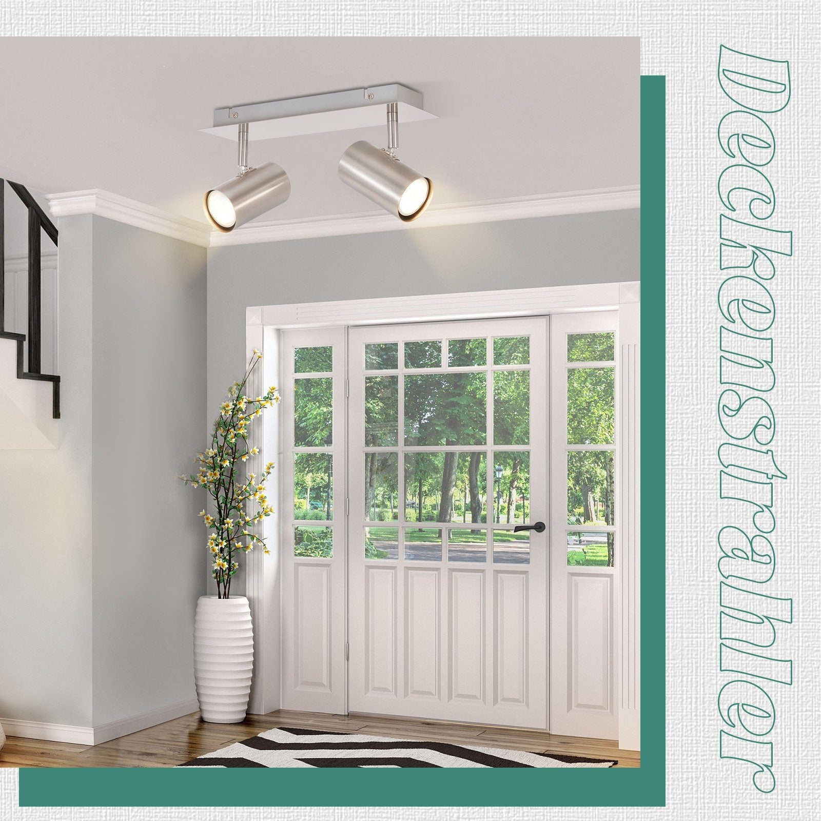 ZMH Faretto da soffitto nichelati 2 luci GU10 orientabili 330° design moderno per corridoio