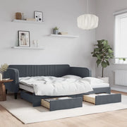 Divano Letto Estraibile Cassetti-Sofa Letto-Daybed Grigio Scuro 90x190cm Velluto 913286