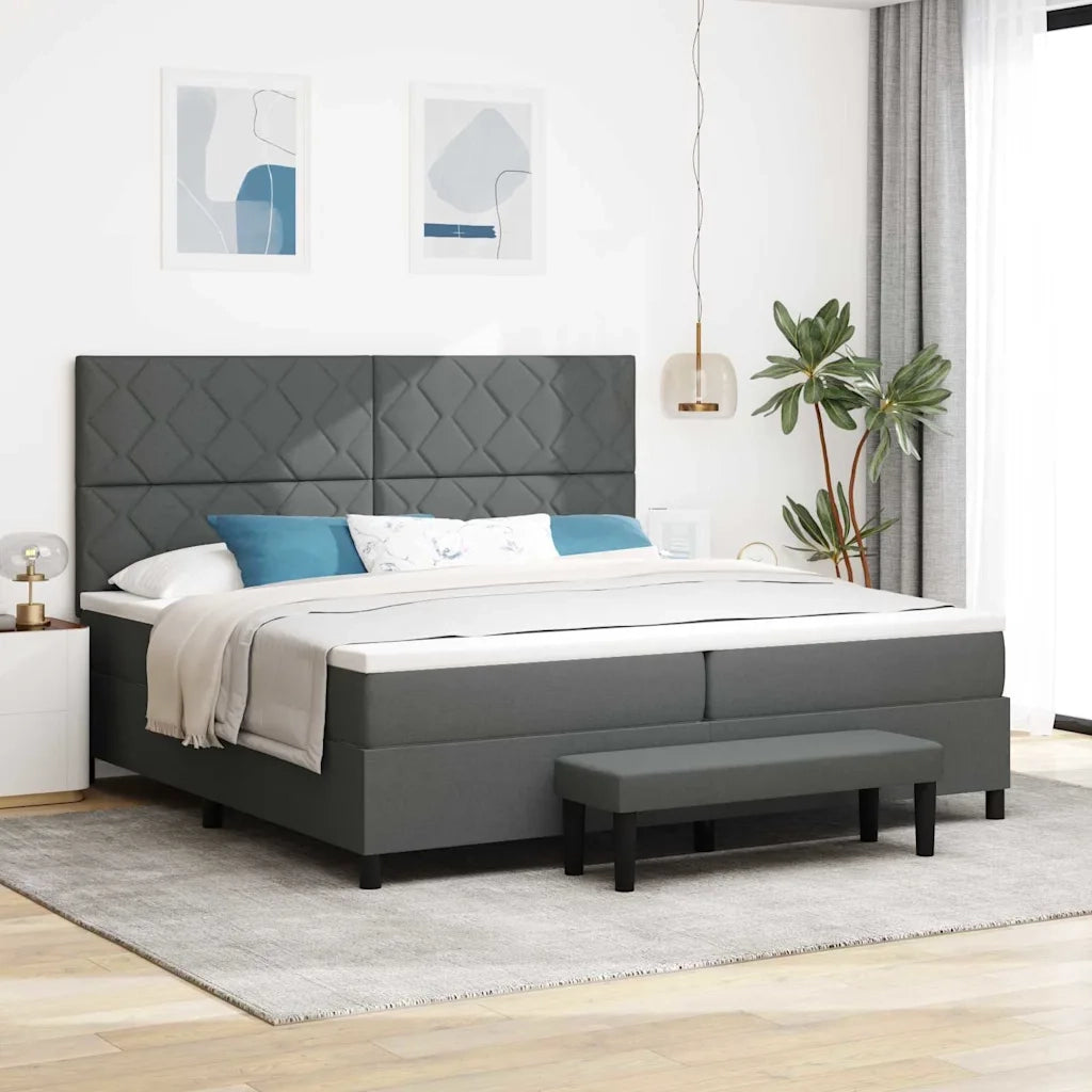 Letto a molle con materasso Grigio scuro 200 x 200 cm Tessuto 3344171