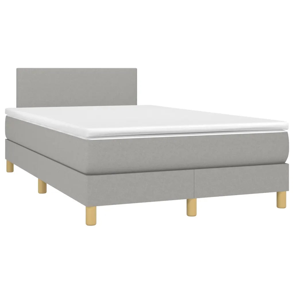 Giroletto a Molle con Materasso Grigio Chiaro 120x190cm Tessuto
