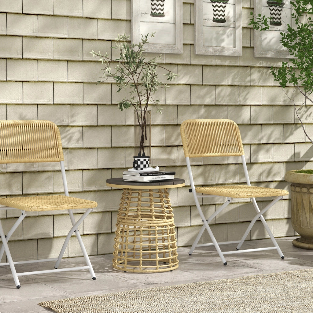 Tavolino da giardino rotondo effetto rattan ¨C Xylo ¨C ?45x50H cm metallo piano composito