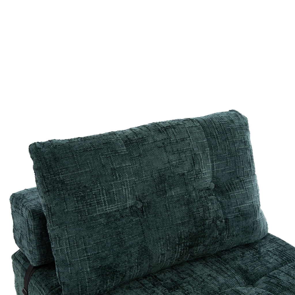 Divano Letto Pieghevole con Schienale, Cuscino Poggiatesta e Cuscino Lombare, in Ciniglia, Verde Smeraldo