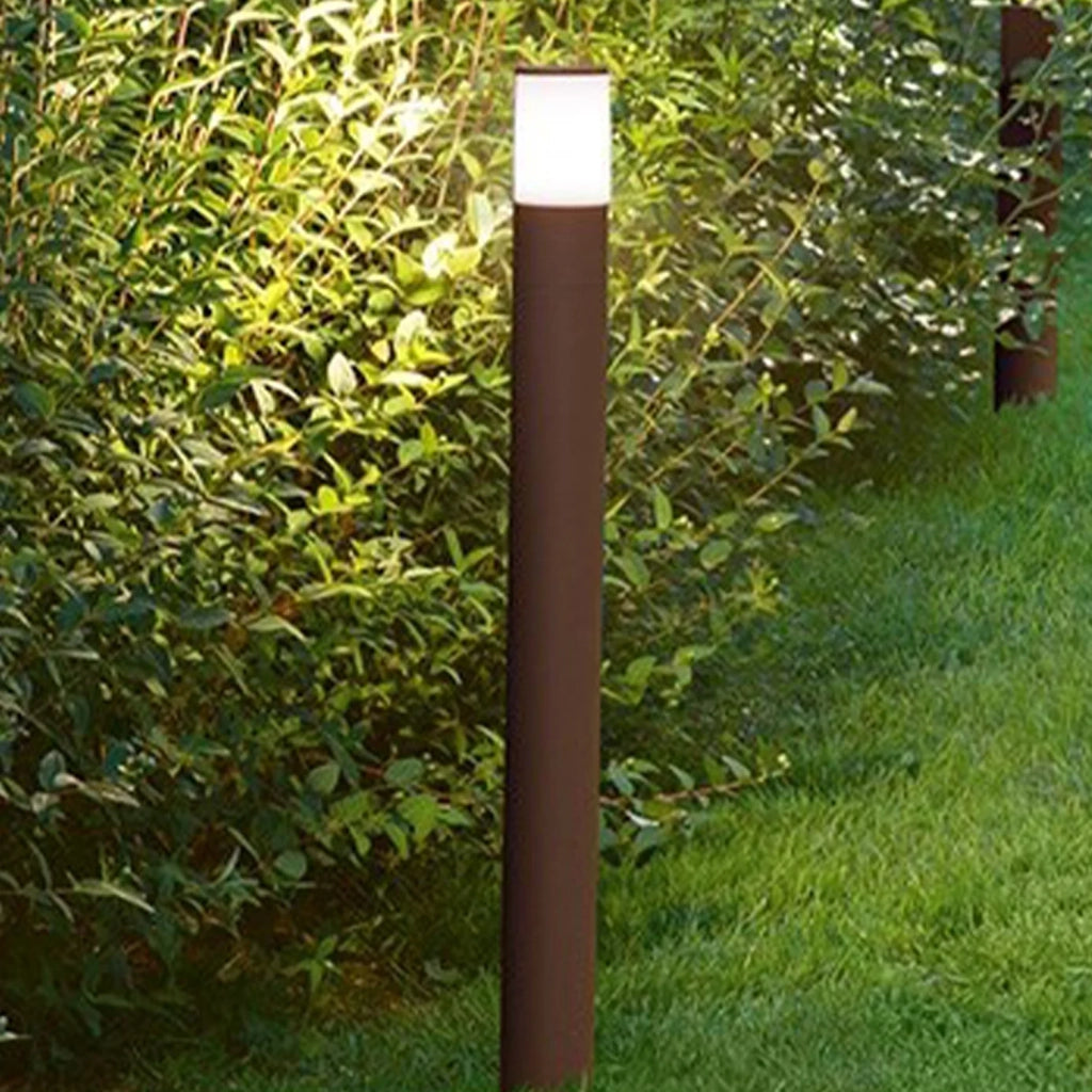 Paletto Esterno Contemporaneo Sigaro Alluminio Corten 1 Luce E27 Ip54 H90