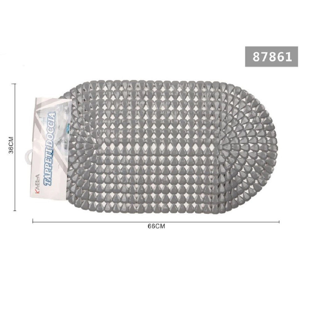 Trade Shop - Tappeto Antiscivolo Ovale Diamante Grigio Per Vasca Bagno Doccia 36 X 66cm 87861 -