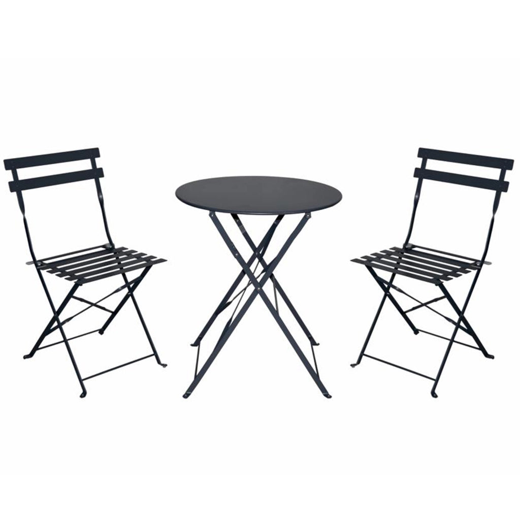 Marvin Set BISTROT Tavolo e Sedie Pieghevoli Tondo 60cm Da Giardino Balcone Terrazzo Patio Salvaspazio Antracite