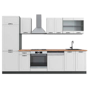 Cucina componibile R-Line Bianco rustico/Antracite 300 cm, PL Rovere Vicco