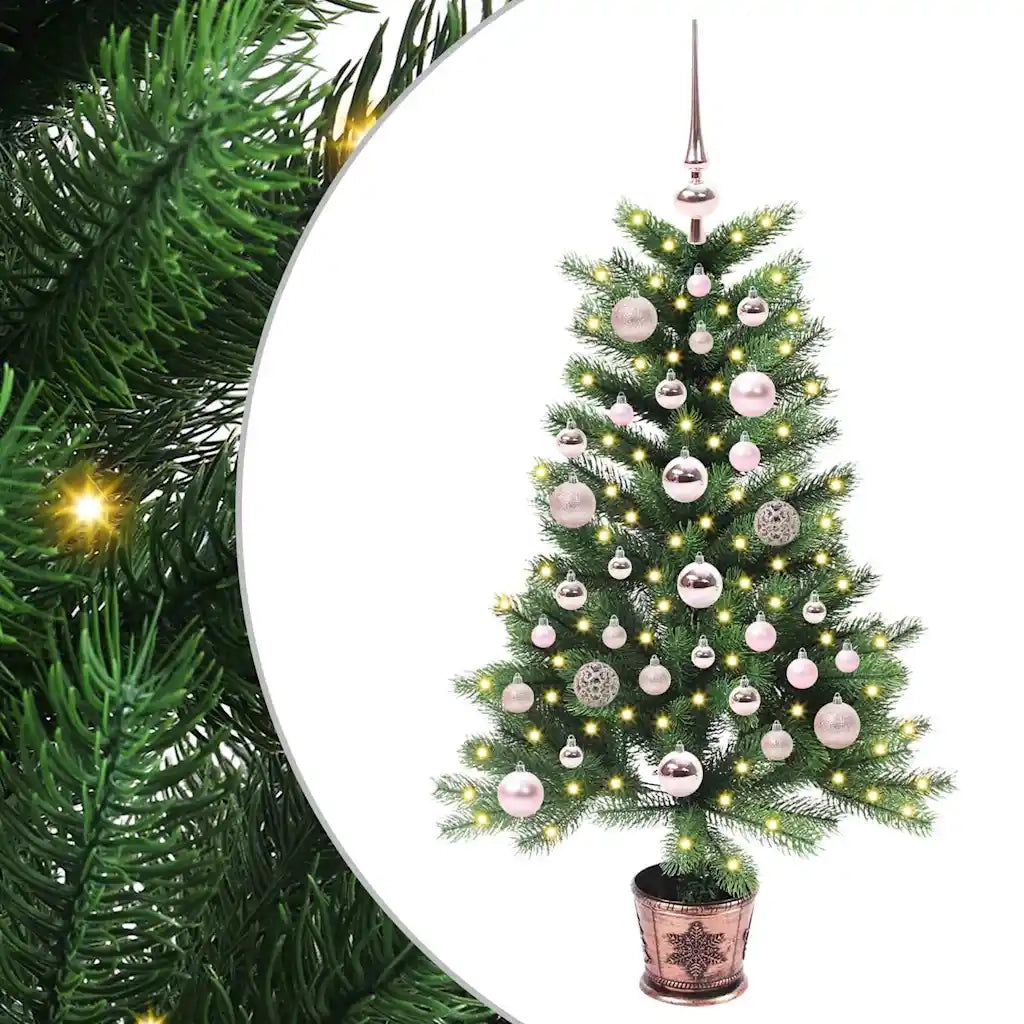 Albero di Natale | Decorazioni natalizie con 150 LED con supporto Verde 90 cm PE
