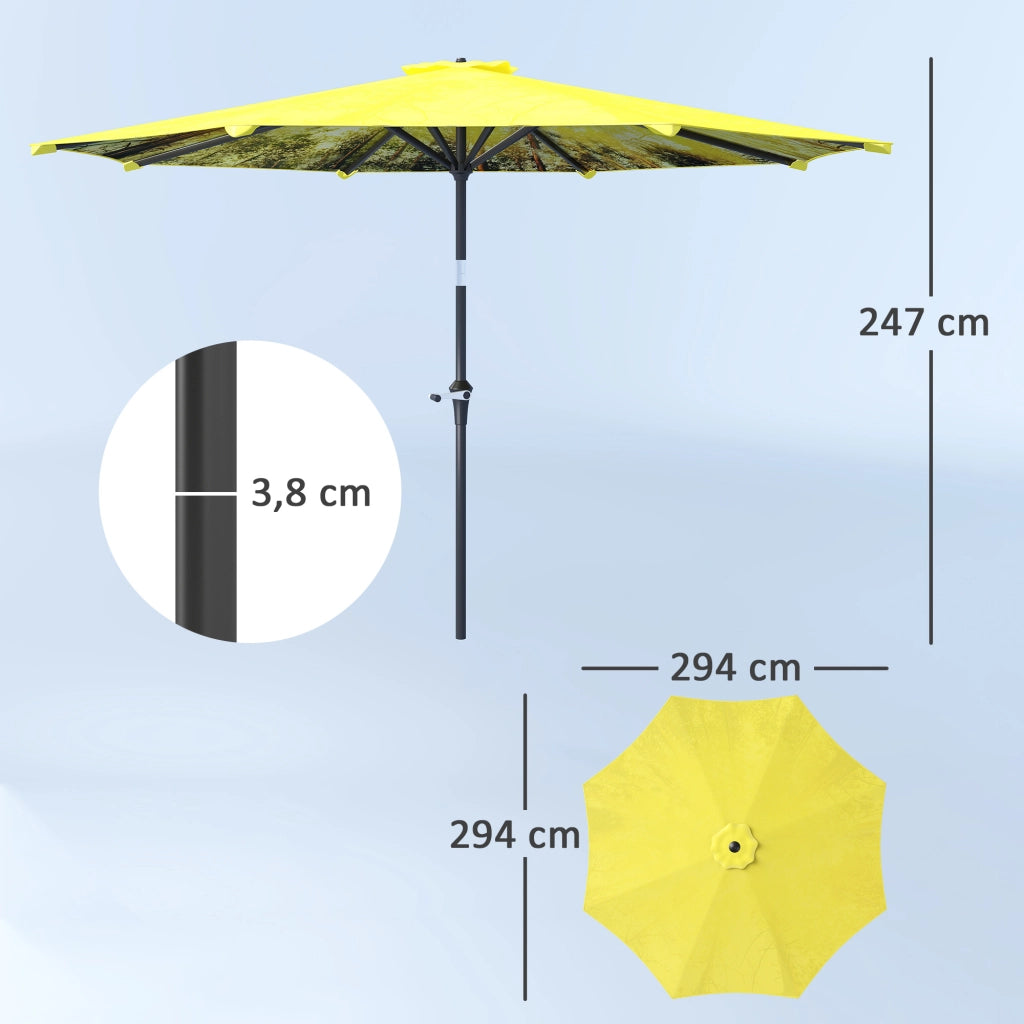 Ombrellone da giardino 300 cm ottagonale ¨C zephmum ¨C giallo con manovella