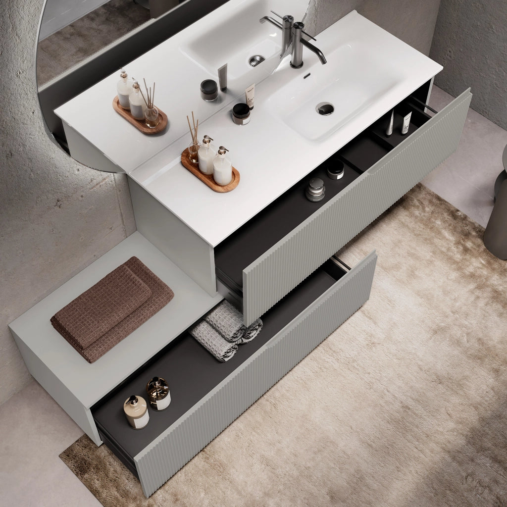 Composizione vasca DX 4 pezzi VENERE grigio opaco
