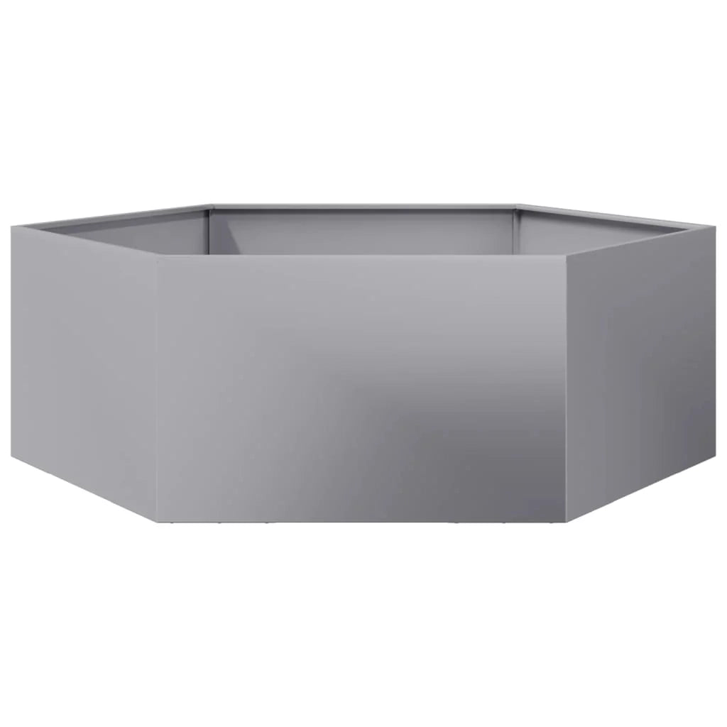 Fioriera/aiuola esagonale per piante fiori terrazza giardino 138 x 120 x 45 cm acciaio zincato argento 02_0038640