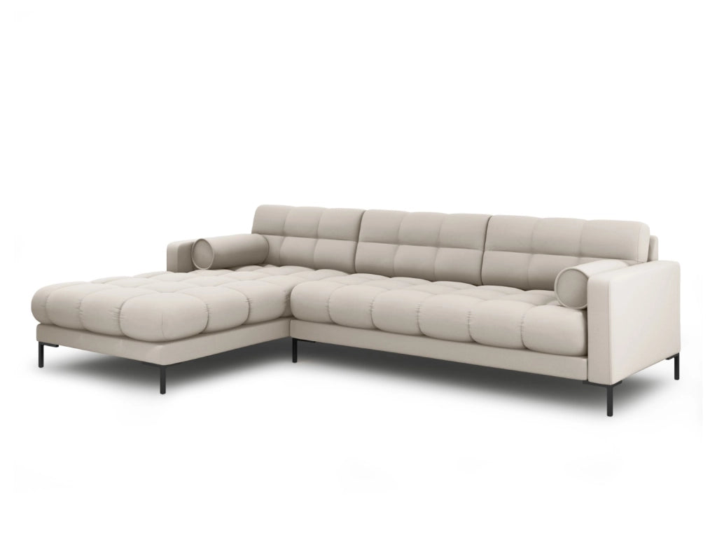 Cosmopolitan Design - Divano angolare sinistro "Bali" 5 posti in tessuto strutturato beige 