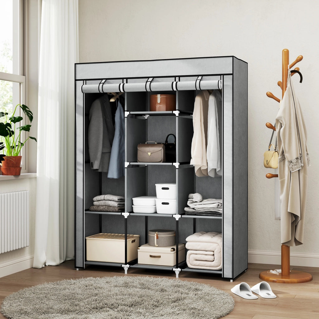 Armadio guardaroba con ante scorrevoli ¨C zephmum ¨C grigio 90x51x200 cm