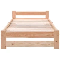 Letto in legno con testiera e rete a doghe, senza materasso, 200x90 cm,naturale