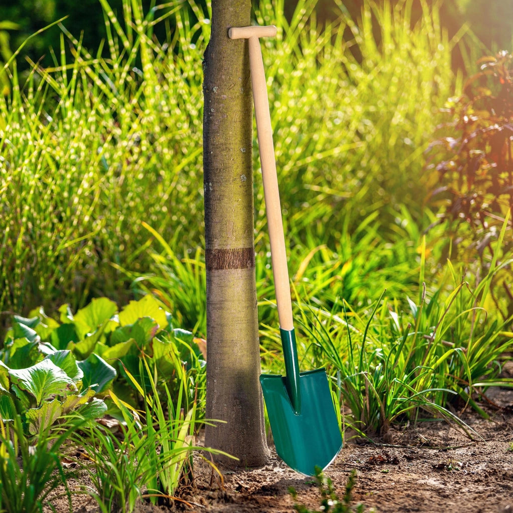 KADAX Pala da giardino in metallo affilato con manico in legno, robusta, 116 cm