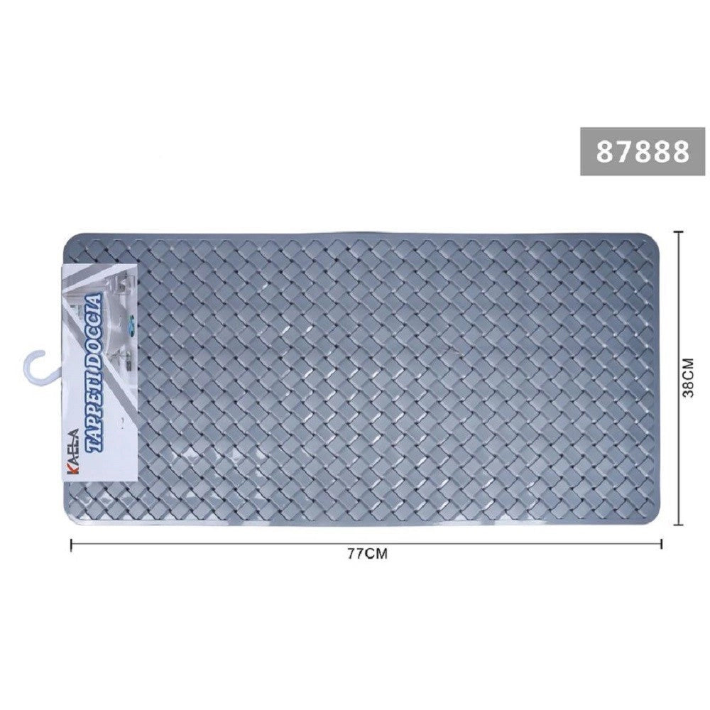 Trade Shop - Tappeto Antiscivolo Rettangolo Intrecciato Grigio Per Bagno Doccia 38x77cm 87888 -