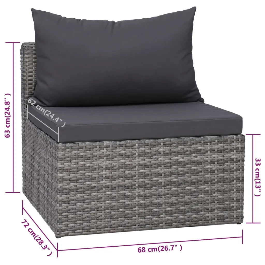 Set Divani da Giardino 9 pz con Cuscini in Polyrattan Grigio 3059488