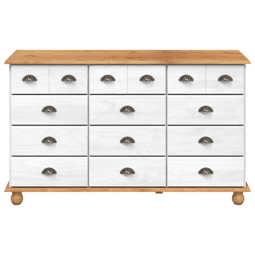 Cassettiera "ASKIM" Bianca 79x40x133.5 cm Legno Massello Pino