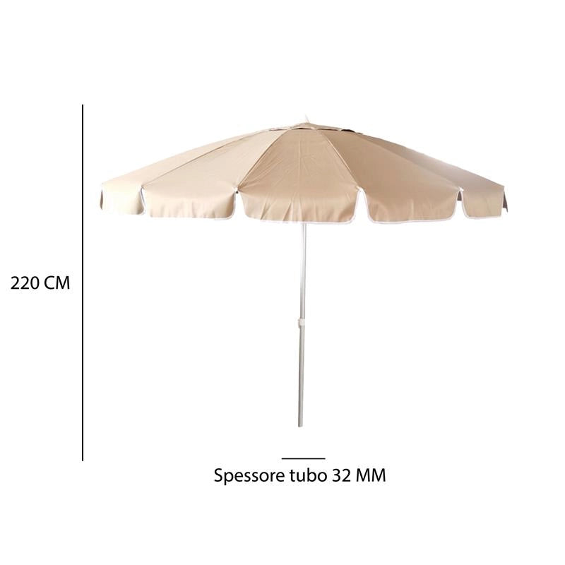 OMBRELLONE 16 STECCHE MONTECARLO CM 220 CON TUBO IN ALLUMINIO 32 MM COLORI ASSORTITI