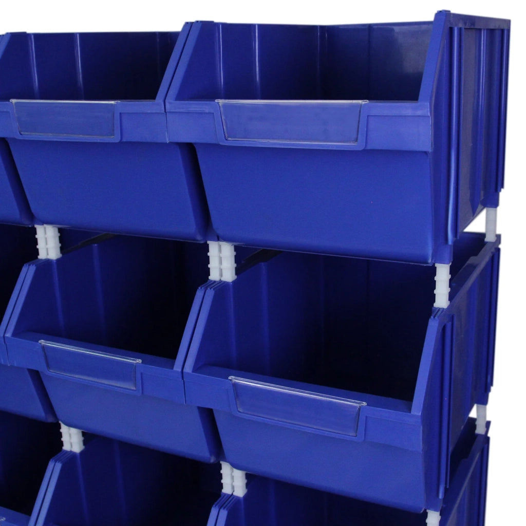 12 Contenitori a Bocca di Lupo in Plastica per Magazzino, Garage e Officina