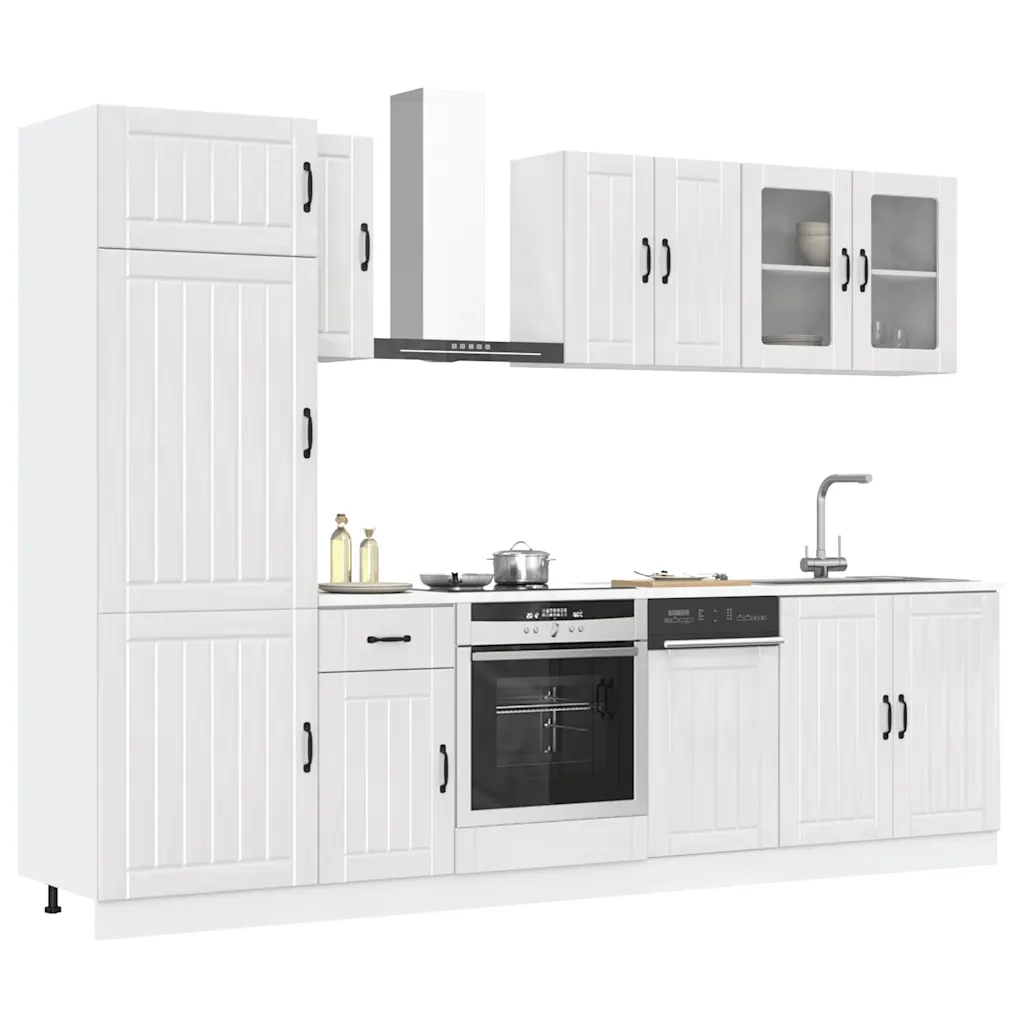 vidaXL Set Mobili da Cucina 8 pz Lucca Bianchi Lucido in Truciolato