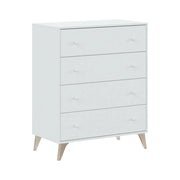Cassettiera Aquilea, Settimanale a 4 cassetti, Mobile ComÒ² per camera da letto, ComÒ² moderno, cm 78x40h95, Bianco