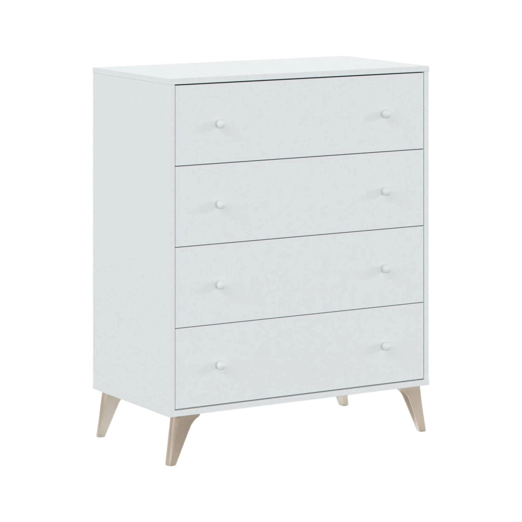 Cassettiera Aquilea, Settimanale a 4 cassetti, Mobile ComÒ² per camera da letto, ComÒ² moderno, cm 78x40h95, Bianco