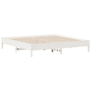 Letto matrimoniale | Letto per adulti | Giroletto senza Materasso Bianco 200x200 cm Legno Massello Pino