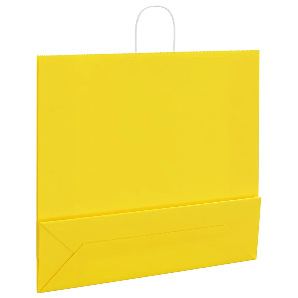 vidaXL Sacchetti di Carta 250 pz con Manici Gialli 54x15x49 cm
