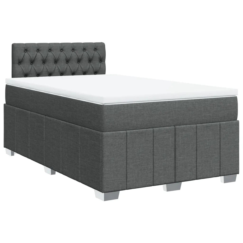 vidaXL Giroletto a Molle con Materasso Grigio Scuro 120x200 cm Tessuto