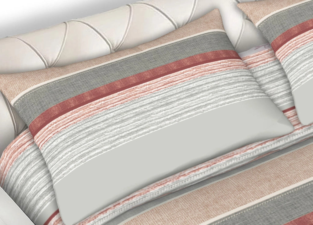 Completo Lenzuola 100% Cotone Made Italy Fantasia Rigata Banded C.N - Matrimoniale - Grigio