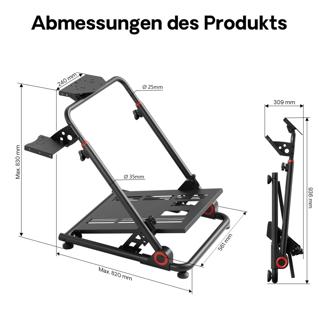 Supporto per volante e pedaliera, 68 x 82 x 83 cm, postazione volante richiudibile per sim racing, fissaggi per volante, leva del cambio e pedali