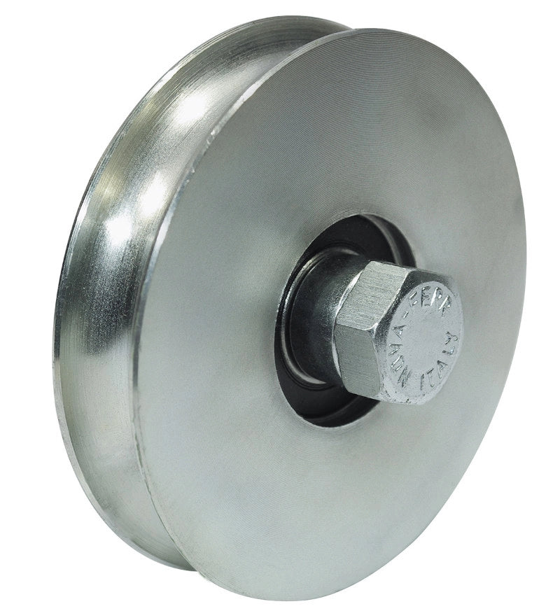 RUOTA CON BULLONE PER CANCELLI GOLA TONDA 120 mm