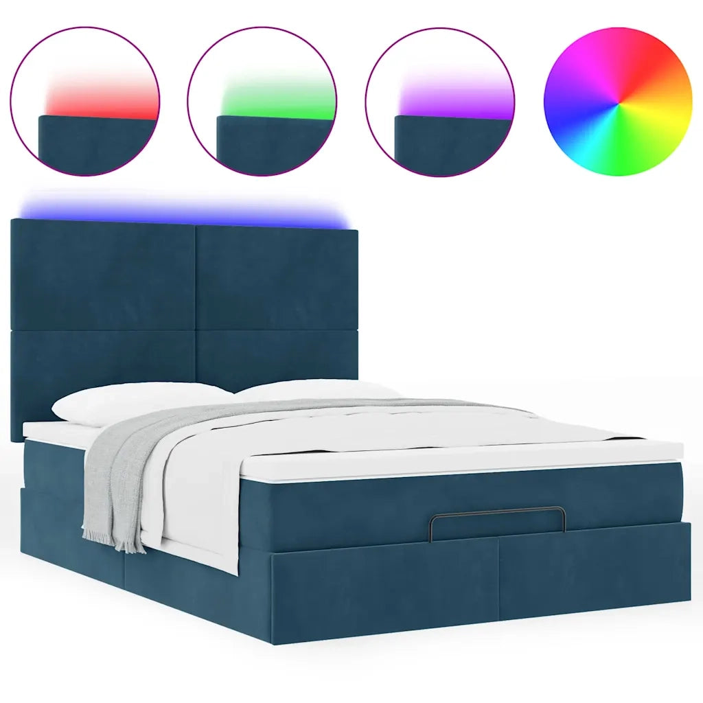 Struttura Letto Pouf con Materassi Blu 140x200cm in Velluto 3314256