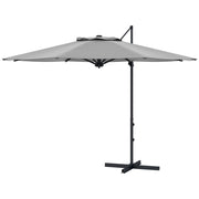Parasole a sbalzo ?3 m; inclinabile; rotabile; manovella; cappuccio a vento; palo metallico; grigio scuro