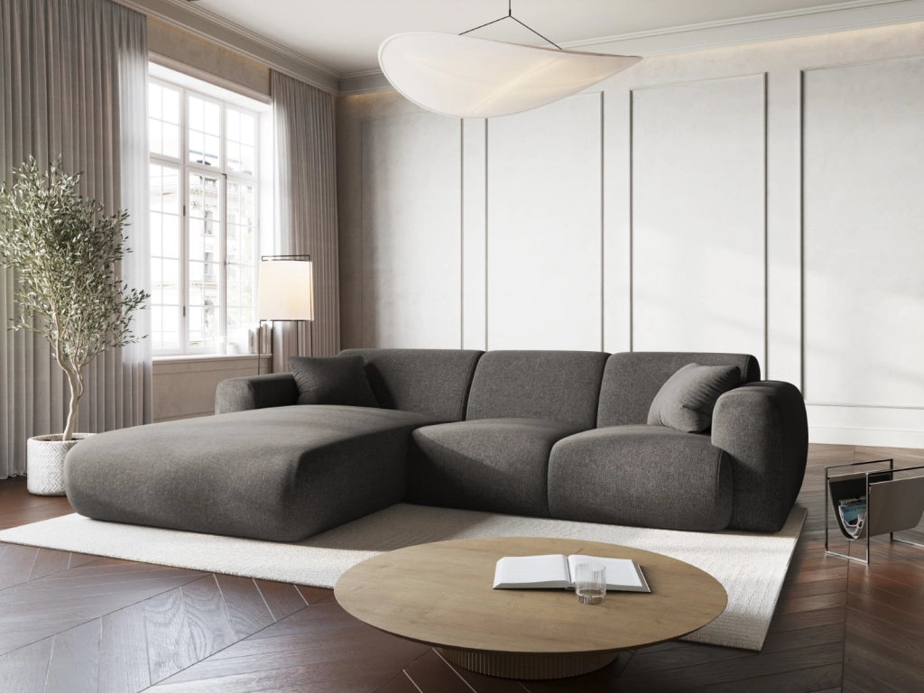 Cosmopolitan Design - Divano angolare sinistro "Nolio" 4 posti in ciniglia grigio 