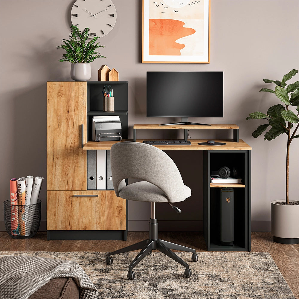 Set scrivania Tomy Antracite/Rovere dorato 150 x 59 cm Set di 2 Vicco